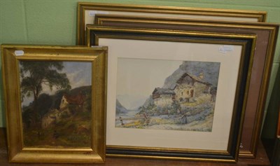 Lot 6203 - English school, oil on panel, early 20th century watercolour (2)