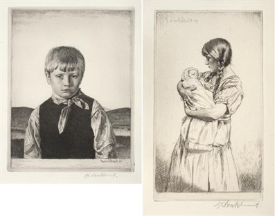 Lot 2 - Gerald Leslie Brockhurst RA, RE (1890-1978)  "The Amberley Boy " Signed in pencil, a black and...