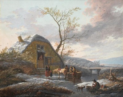 Lot 3 - Dirk Jan Van Der Laan (1759-1829) Dutch Figures in a frozen landscape Signed and dated 1790,...