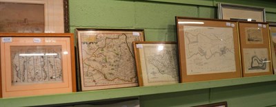 Lot 6229 - Saxton and Kip, Dunelmensis, hand coloured map; strip map, Whitby to Durham; three other maps...