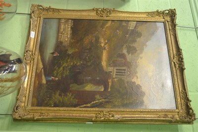 Lot 6249 - Oil on canvas, Italian landscape with classical building