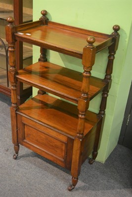 Lot 6265 - A 19th century mahogany whatnot together with a Victorian nursing chair (2)