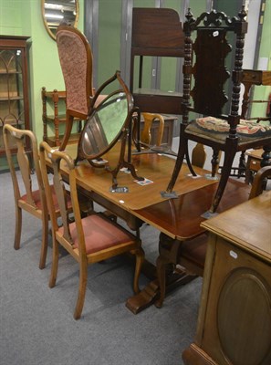 Lot 6286 - Circa 1920's dining room suite comprising sideboard, draw leaf table and five Queen Anne style...