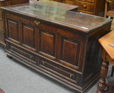 Lot 6298 - A panelled oak mule chest