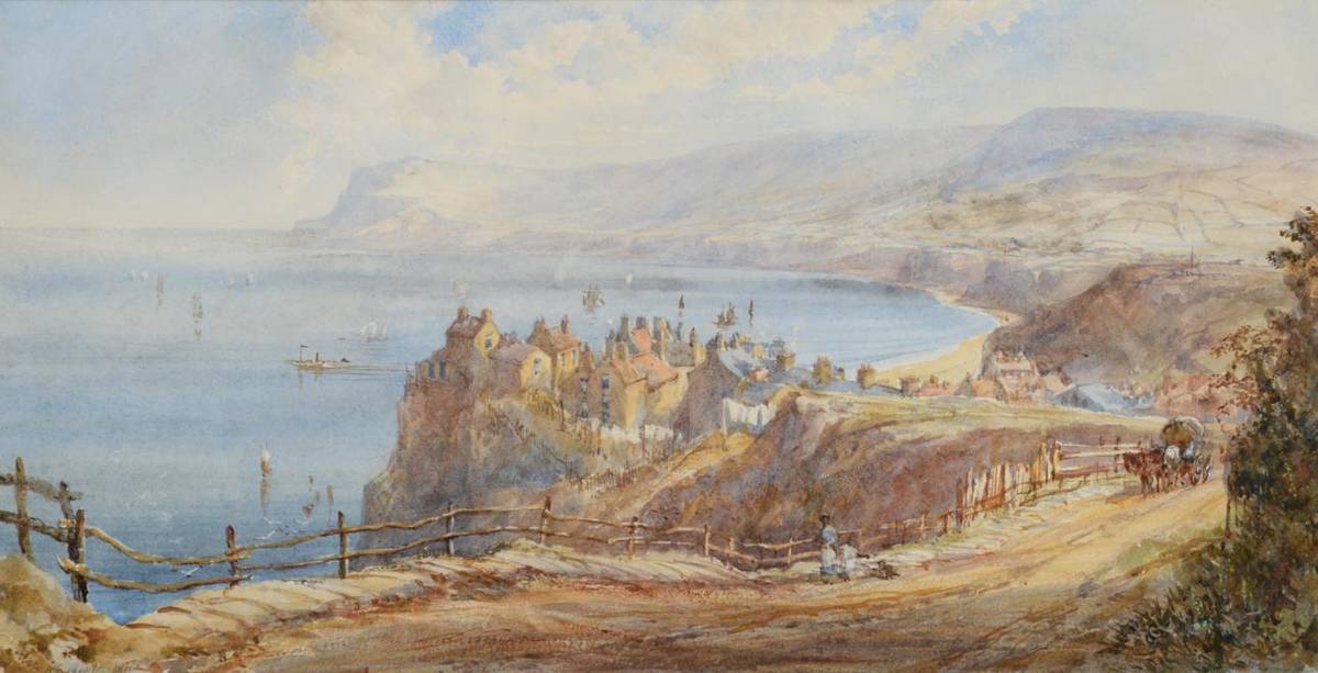 Lot 12 - Mary Weatherill (1834-1913)  "Robin Hood's Bay " Signed and dated 1877, pencil and watercolour with