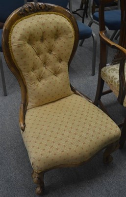 Lot 6322 - A Victorian walnut framed button back nursing chair