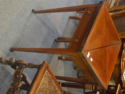 Lot 6335 - Edwardian inlaid mahogany card table with envelope top