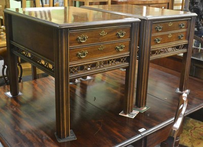 Lot 6343 - A pair of period style bedside chests of drawers