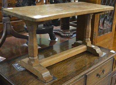 Lot 6344 - Carved oak Squirrelman occasional table on stretcher base