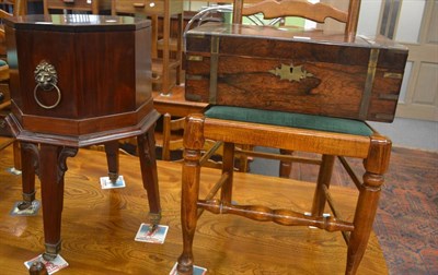 Lot 6347 - A modern mahogany octagonal wine cooler on stand and a rosewood writing slope