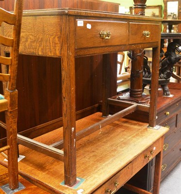 Lot 6348 - Early 20th century oak two drawer side table