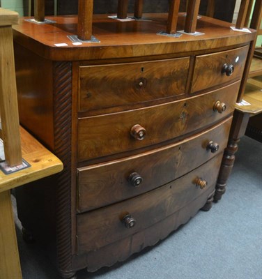 Lot 6355 - Victorian mahogany bow front four height chest of drawers