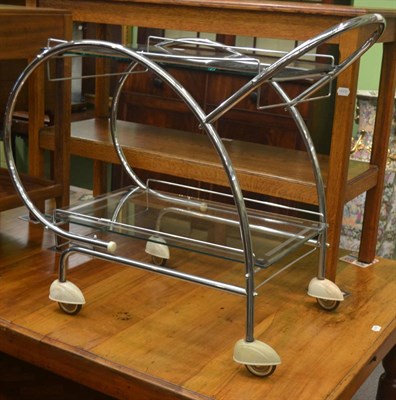 Lot 6358 - A 1950's glass and chrome Art Deco trolley