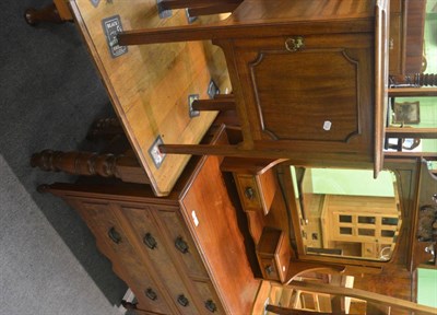 Lot 6363 - Late Victorian mahogany and walnut dressing table and bedside cabinet (2)