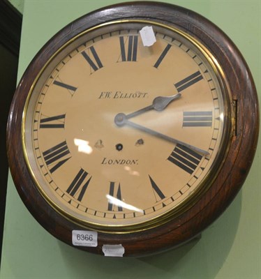 Lot 6366 - A wall timepiece, dial bearing inscription F.W.Elliott, London, single spring barrel movement