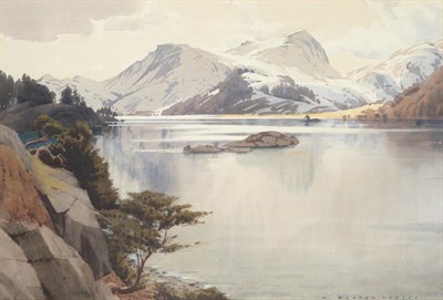 Lot 21 - William Heaton Cooper (1903-1995)   "Silver Bay - Ullswater "  Signed, bears inscribed label...