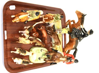 Lot 11 - A tray Beswick figures including huntsman, foxes, hounds (some a.f.)