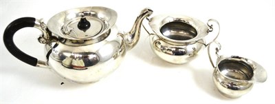 Lot 18 - Three piece silver tea set, Birmingham maker TW