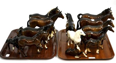 Lot 26 - A group of Beswick pottery horse models (on two trays)