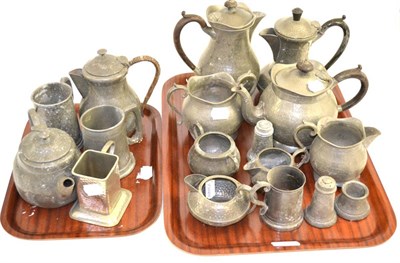 Lot 30 - Quantity of pewter including teapots, tankards, jugs, etc