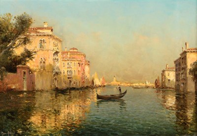 Lot 25 - Marc Aldine (1875-1957) French  Venetian canal with gondolier Signed, oil on canvas, 35cm by 52cm