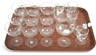 Lot 33 - A group of largely 19th century glasses (13 wine and 5 custard cups, and another modern liqueur...