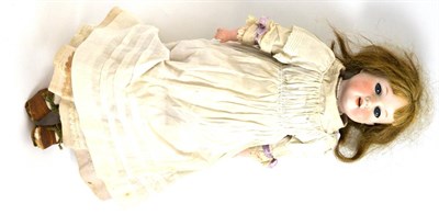Lot 45 - Armand Marseille 370 bisque shoulder head doll on cream kid leather body with bisque lower arms and