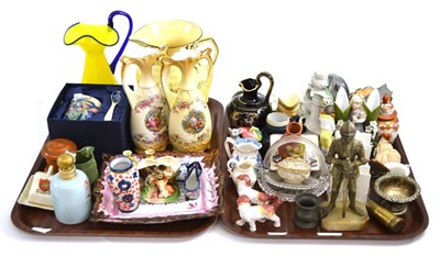 Lot 47 - Quantity of china and glass including Wade, Sunderland lustre, etc (on two trays)
