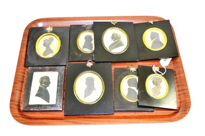 Lot 48 - Eight assorted silhouettes in gilt mounts and ebonised frames
