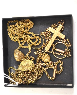 Lot 56 - 22ct gold band ring, 9ct ring, rope bracelet and necklace, Victorian necklace and another
