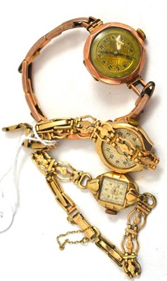 Lot 67 - Three 9ct gold lady's watches