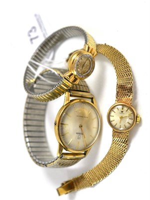 Lot 73 - Gent's Tudor wristwatch, a lady's 9ct gold Tissot wristwatch and a lady's Omega wristwatch...