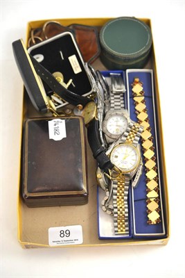 Lot 89 - A group of gold cufflinks, costume jewellery, silver plate, etc