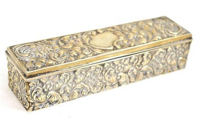 Lot 109 - A silver box with embossed decoration