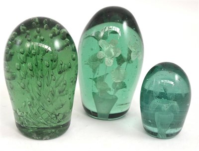 Lot 115 - Three Victorian green glass dumps