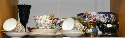 Lot 146 - Group of 19th century ceramics and glass including a slag glass vase, Mason style bowls,...