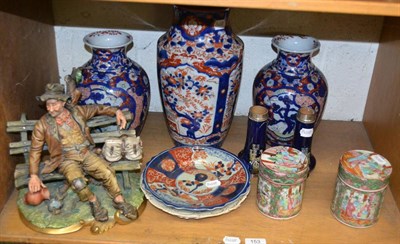 Lot 153 - Decorative ceramics including large Imari vase, a pair of smaller Imari vases, a pair of Royal...