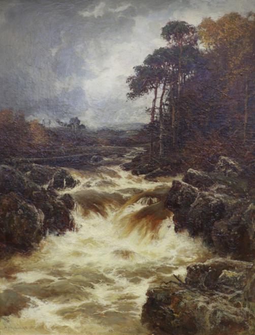 Lot 39 - William Manners (1860-1930)  "Falls of Dochart, Killin " Signed and dated 1900, oil on canvas,...