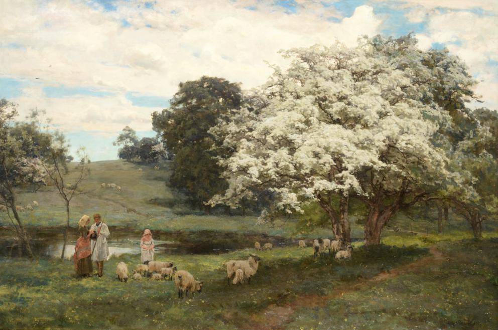 Lot 40 - Alfred William Parsons RA PRWS (1847-1920)  "Spring Time " Signed and dated 1883, with original...