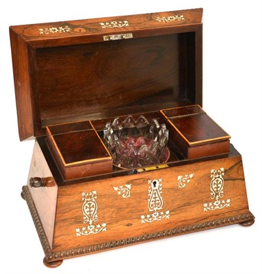 Lot 181 - A Victorian rosewood and mother-of-pearl tea caddy