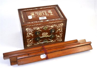 Lot 190 - Inlaid mahjong set, cased, with four player's racks