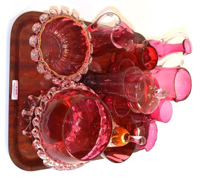 Lot 194 - A quantity of Victorian cranberry glass