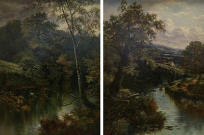 Lot 44 - Henry John Livens (1848-1943)  River landscape with cottage A river landscape Signed, oil on...