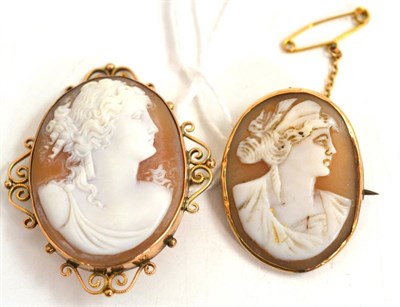 Lot 228 - Two cameo brooches