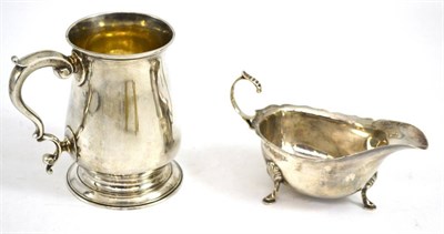 Lot 246 - George III silver mug, London 1772 and a sauce boat, Birmingham 1936