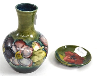 Lot 248 - Moorcroft small vase and pin dish bearing a paper label ";Potters to Queen Mary"; (2)