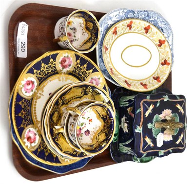 Lot 290 - Majolica sardine box and English tea and dessert ware