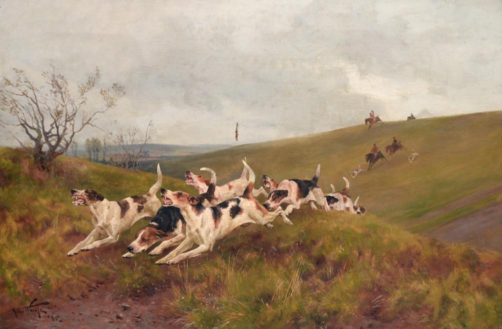 Lot 56 - Arthur Wardle RI RBC (1864-1949)  "Near the Finish " Signed and dated (18)85, signed, inscribed and