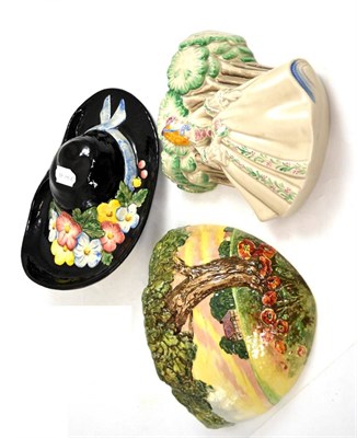 Lot 316 - Royal Doulton wall pocket, Clarice Cliff wall pocket and a Beswick wall pocket