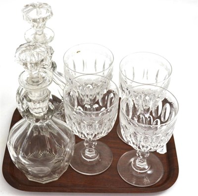 Lot 323 - Pair of glass decanters and four rummers